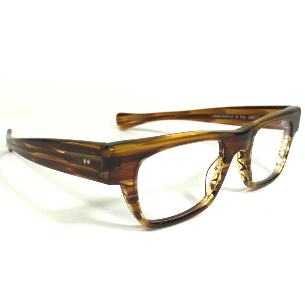 Norman Childs Eyeglasses Frames SPEECE Brown Horn Square Thick 46-21-145